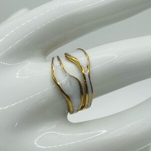 Elegant Gold and White Women's Ring, Gold Plated Adjustable Ring